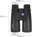 Beileshi 12X Binoculars Telescope Roof Wide-Angle Prism Compact Telescope with Dust Cover BAK4 Prism FMC Lens Green Eye Protection Coating for Hunting, Bird Watching, Football Match 12x50mm