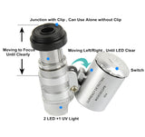 Beileshi 60x Zoom Microscope Magnifier LED + Uv Light Clip-on Micro Lens for Universal Mobile Phones Universal Clamp for iPhone 7s Plus/7s/7/7plus/ 6 6s 6Plus/ 5 Samsun/HTC